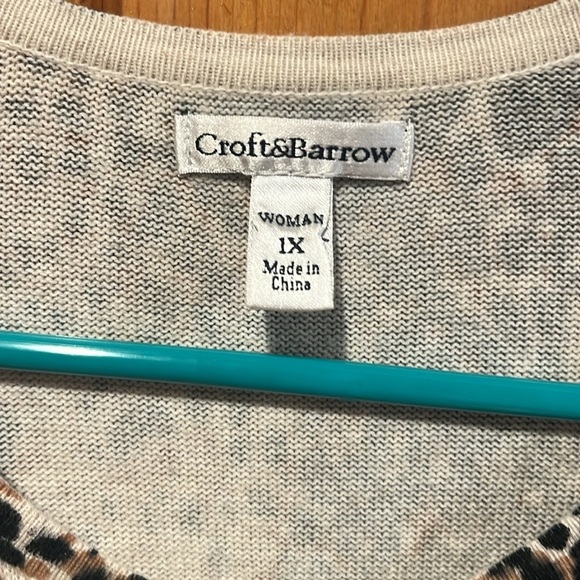 Croft & Barrow leopard print button down cardigan sweater size 1X. - Picture 2 of 6